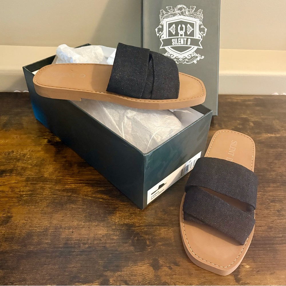 Silent D Carmen Black Canvas Women's Sandals